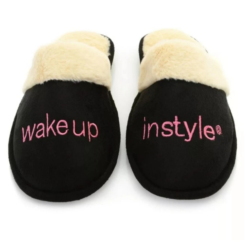 WAKE UP IN STYLE SLIPPER WITH FAUX FUR INSOLE BLACK